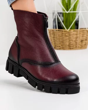 Ghete Imblanite Piele Naturala Bordo IN160