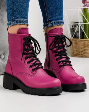 Ghete Imblanite Piele Naturala Fucsia AK106