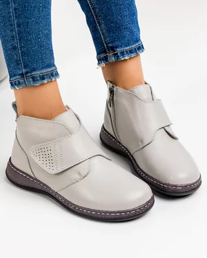 Ghete Imblanite Piele Naturala Gri XH040-1