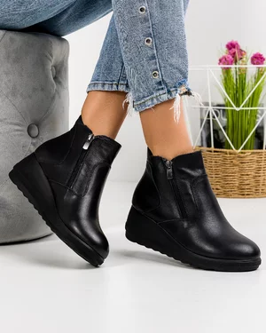 Ghete Imblanite Piele Naturala Negre AK417