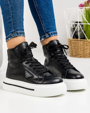Ghete Imblanite Piele Naturala Negre AW431