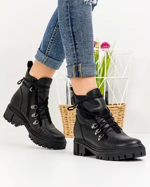 Ghete Imblanite Piele Naturala Negre PCI016