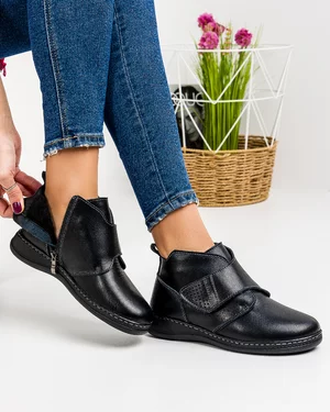 Ghete Imblanite Piele Naturala Negre XH040-1