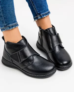 Ghete Imblanite Piele Naturala Negre XH040-1