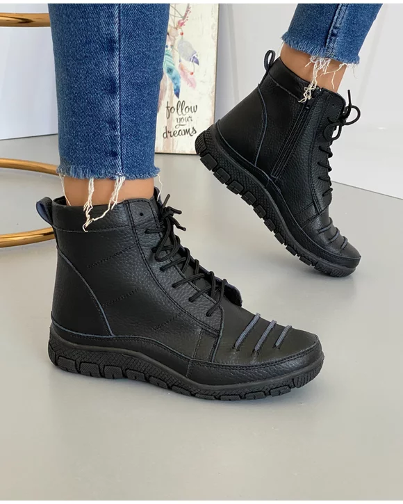 Ghete Imblanite Piele Naturala Noba 2 Negre