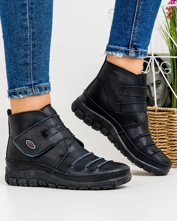Ghete Imblanite Piele Naturala Noba - Negre