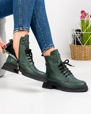 Ghete Imblanite Piele Naturala Verzi AK107