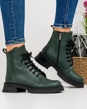 Ghete Imblanite Piele Naturala Verzi AK108