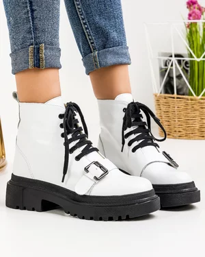 Ghete Inalte Imblanite Piele Naturala Albe WIZ02