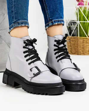 Ghete Inalte Imblanite Piele Naturala Gri WIZ02