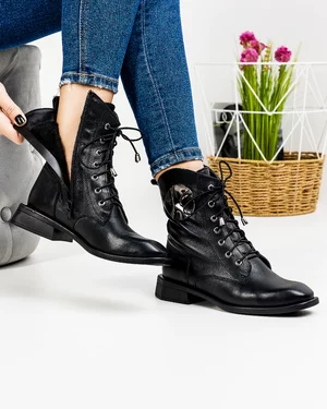 Ghete Inalte Imblanite Piele Naturala Negre PCI010