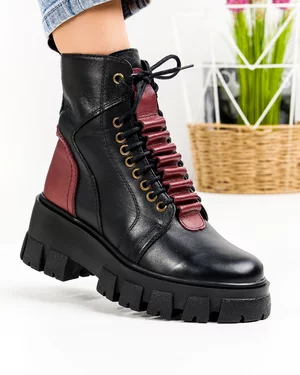 Ghete Inalte Imblanite Piele Naturala Negre PCI658A