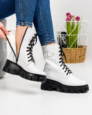 Ghete Inalte Imblanite Piele Naturala Albe PCI621