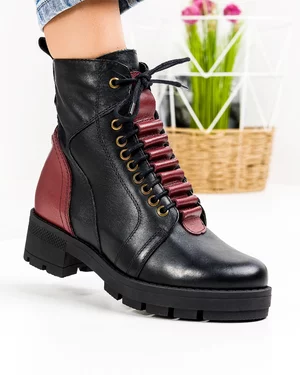 Ghete Inalte Imblanite Piele Naturala Negre PCI658