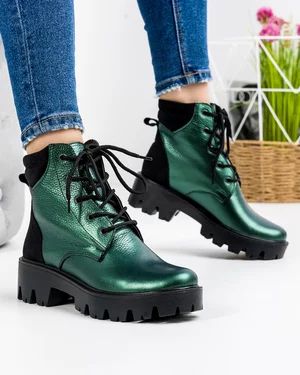 Ghete Scurte Piele Naturala Verde Sidef POL111