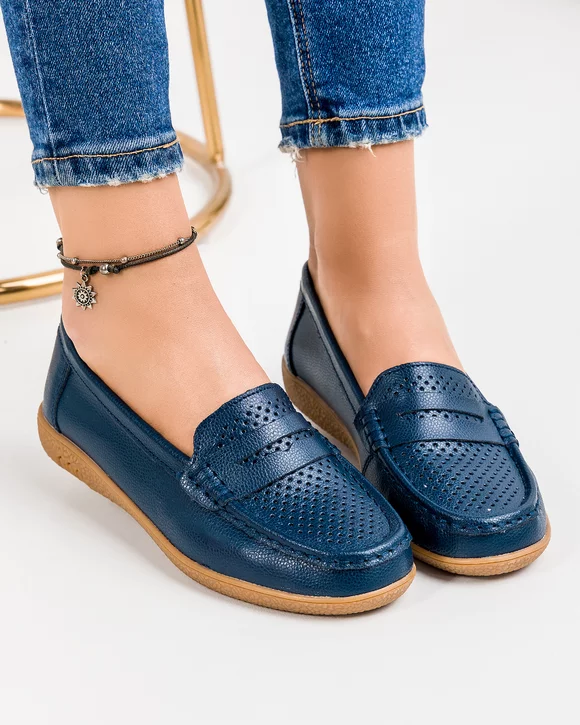Mocasini Dama Piele Naturala Bleumarin T-3041