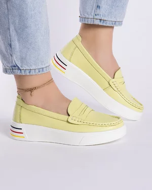 Mocasini Galbeni Lamaie Piele Naturala Cusaturi Decorative AW360