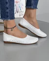Mocasini Piele Naturala Albi Cu Cusatura Decorativa VK1024-9A 2