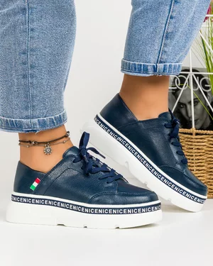 Pantofi Bleumarin Casual Piele Naturala AW357