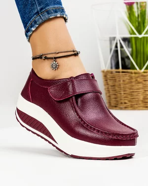 Pantofi Bordo Casual Din Piele Naturala PL-58