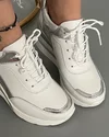 Pantofi Casual Albi Cu Argintiu Piele Naturala XH-2514 2