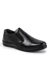 Pantofi casual barbati din piele naturala negri inchidere slip-on si varf rotund PC01 1