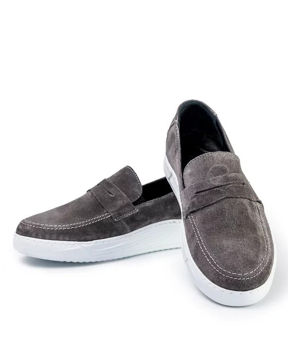 Pantofi Casual Barbati Piele Naturala Intoarsa Gri IN970V