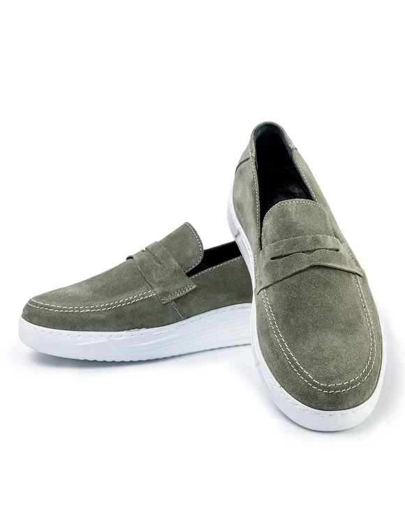 Pantofi Casual Barbati Piele Naturala Intoarsa Olive IN970V