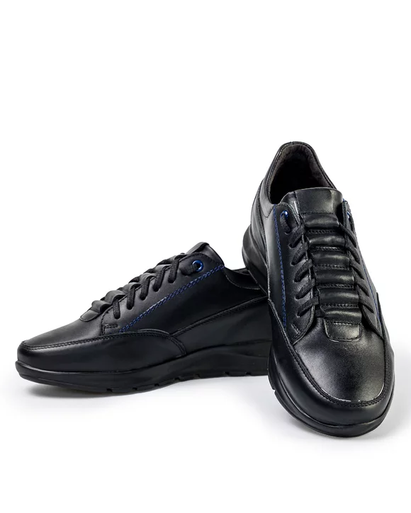Pantofi Casual Barbati Piele Naturala Negru cu Albastru IN744