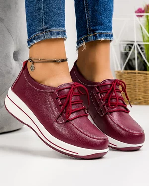 Pantofi Casual Bordo Din Piele Naturala F002-10