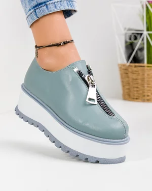 Pantofi Casual Dama Piele Naturala Albastri IN455C