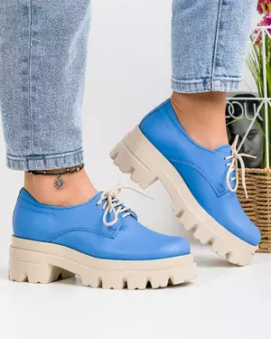 Pantofi Casual Dama Piele Naturala Albastri PC839
