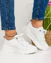 Pantofi casual dama piele naturala albi cu inchidere siret AW2023-21 1