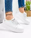 Pantofi casual dama piele naturala albi cu talpa groasa si varf rotund IN496 4