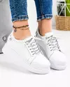 Pantofi casual dama piele naturala albi cu talpa groasa si varf rotund IN496 1