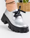 Pantofi Casual Dama Piele Naturala Argintii POL125 2