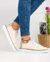 Pantofi casual dama piele naturala bej cu model floral la calcai si inchidere cu siret AKD23145 3