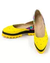 Pantofi casual dama piele naturala galbeni cu imprimeu color si perforatii POL156 6