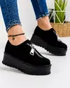 Pantofi casual dama piele naturala intoarsa negri cu fermoar si platforma IN455L 1