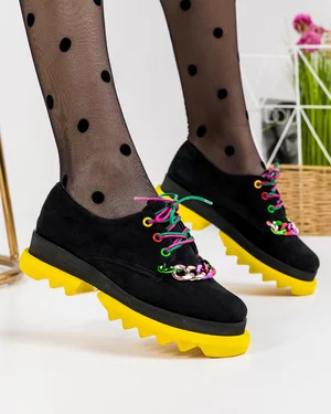 Pantofi Casual Dama Piele Naturala Intoarsa Negri POL138