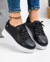 Pantofi casual dama piele naturala negri cu talpa groasa si inchidere cu siret IN496 1