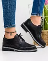 Pantofi casual dama piele naturala negri cu talpa joasa inchidere cu siret IN486 1