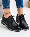 Pantofi casual dama piele naturala negri cu talpa joasa inchidere cu siret IN486 2