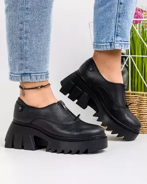 Pantofi Casual Dama Piele Naturala Negri PC837