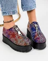 Pantofi Casual Dama Piele Naturala Print Buline Colorate IN455F 5