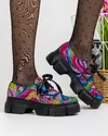 Pantofi Casual Dama Piele Naturala Print Curcubeu POL137 4