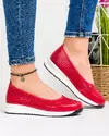 Pantofi casual dama piele naturala rosii cu perforatii T-3026 2