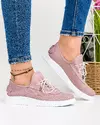 Pantofi casual dama piele naturala roz-mov cu talpa flexibila si inchidere slip-on AKD23039 2