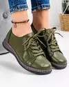 Pantofi casual dama piele naturala verde inchis cu inchidere siret si talpa joasa AP-2111 4