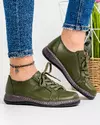 Pantofi casual dama piele naturala verde inchis cu inchidere siret si talpa joasa AP-2111 2